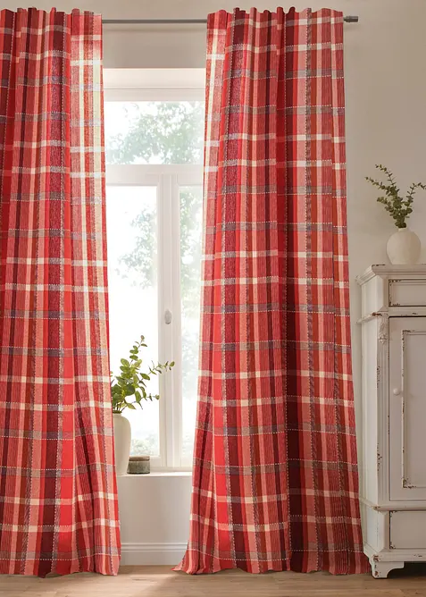 Gardin i vevd, &oslash;kologisk bomull (1-pack), bonprix