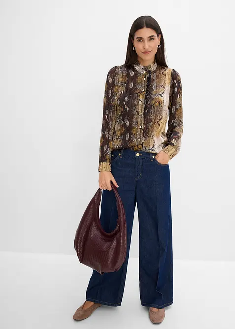 Chiffonbluse med glittergarn, bonprix