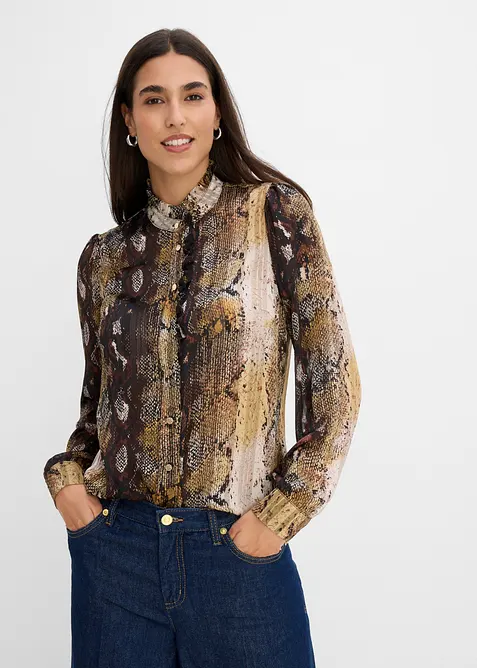 Chiffonbluse med glittergarn, bonprix