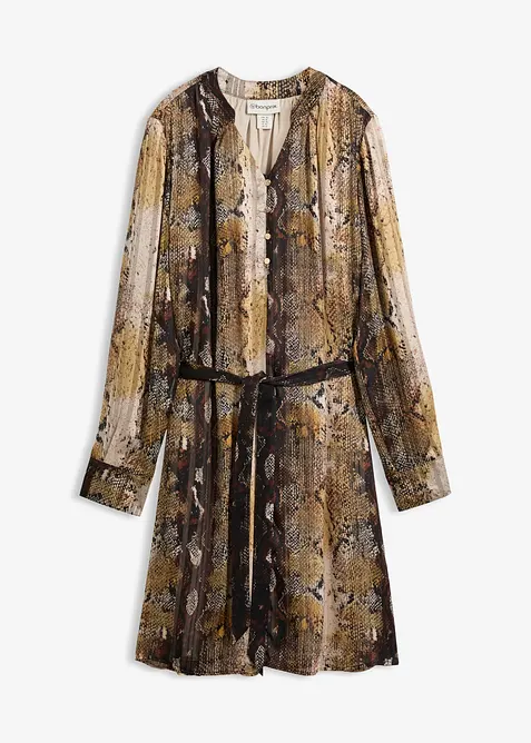 Kjole i chiffon med glittertr&aring;der, bonprix