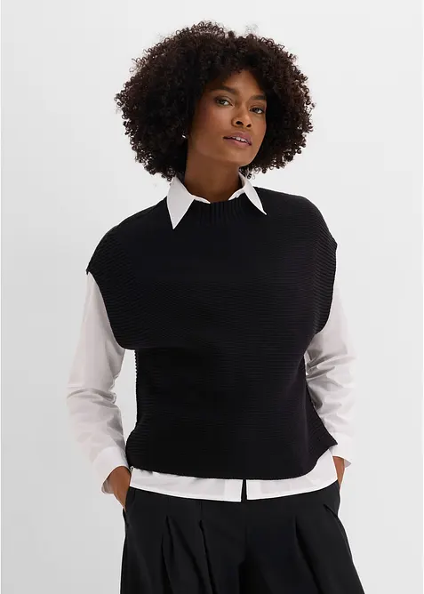 Strikket vest med viskose, bonprix