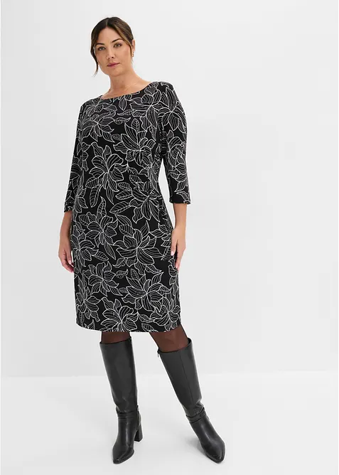 Jerseykjole med blomsterm&oslash;nster, bonprix