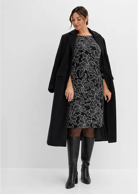 Jerseykjole med blomsterm&oslash;nster, bonprix