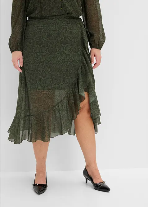Chiffonskj&oslash;rt i omslagsstil, bonprix