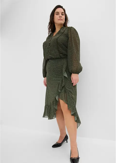 Chiffonskj&oslash;rt i omslagsstil, bonprix