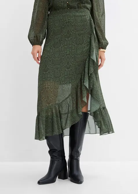 Chiffonskj&oslash;rt i omslagsstil, bonprix