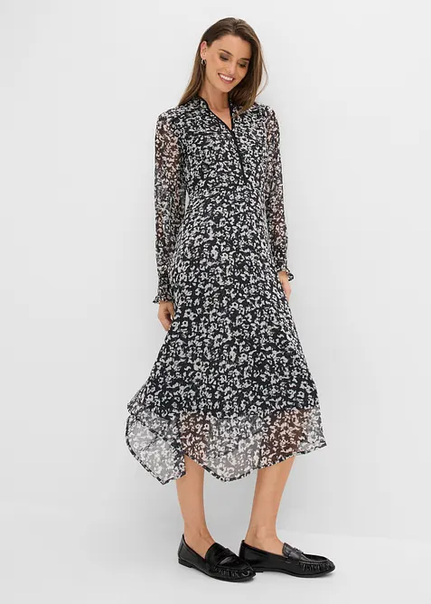 Midikjole med asymmetrisk fald, bonprix