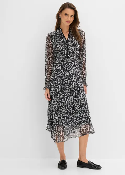 Midikjole med asymmetrisk fald, bonprix