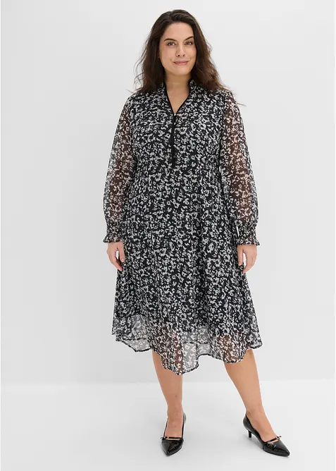 Midikjole med asymmetrisk fald, bonprix