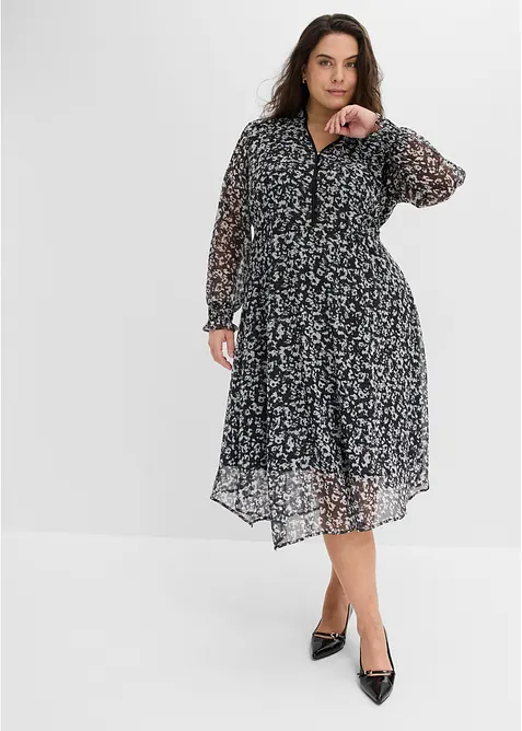 Midikjole med asymmetrisk fald, bonprix