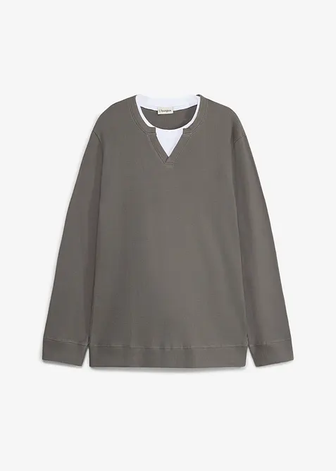 Langermet, vaffelstrikket topp i 100% bomull, bonprix