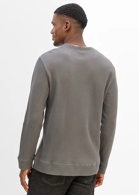 Langermet, vaffelstrikket topp i 100% bomull, bonprix