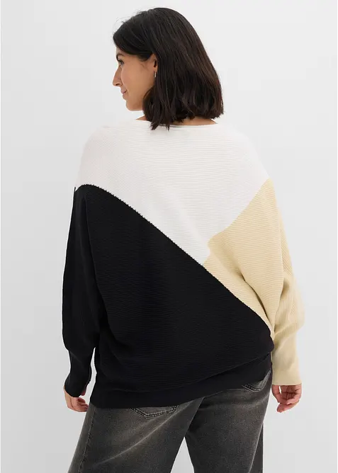 Finstrikket genser med flaggermusermer, bonprix