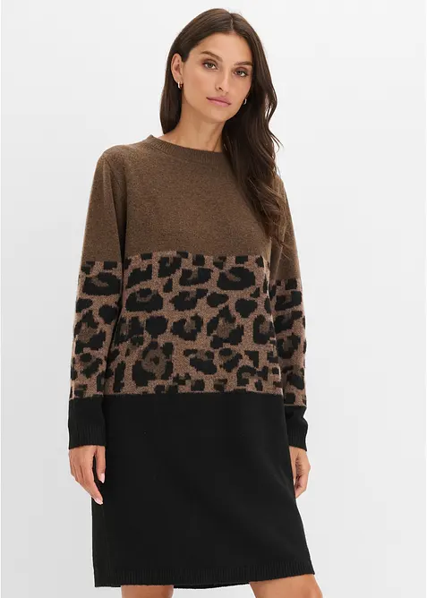 Strikket kjole med jacquardm&oslash;nster, bonprix