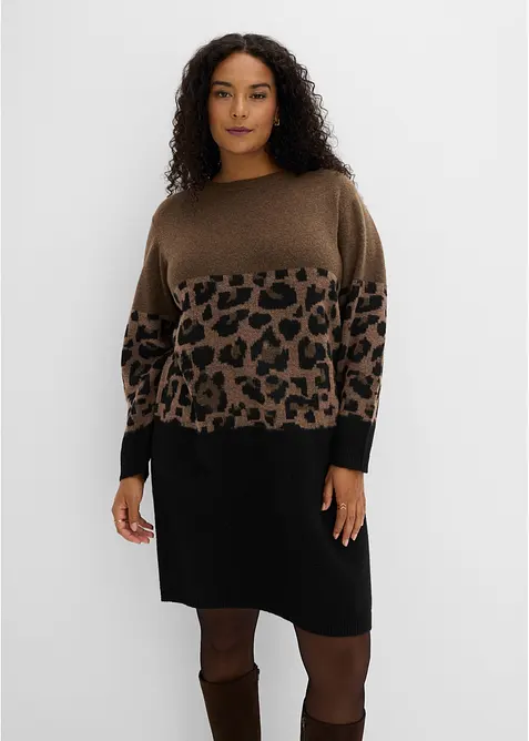 Strikket kjole med jacquardm&oslash;nster, bonprix