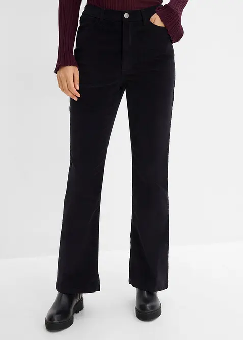 Bootcut-kordfl&oslash;yelsbukse av bomullsmiks, bonprix