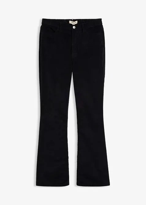 Bootcut-kordfl&oslash;yelsbukse av bomullsmiks, bonprix