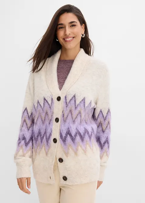 Cardigan med fint strikkem&oslash;nster, bonprix