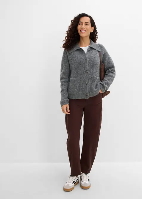 Cardigan i myk ribbestrikk, bonprix