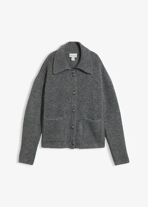 Cardigan i myk ribbestrikk, bonprix