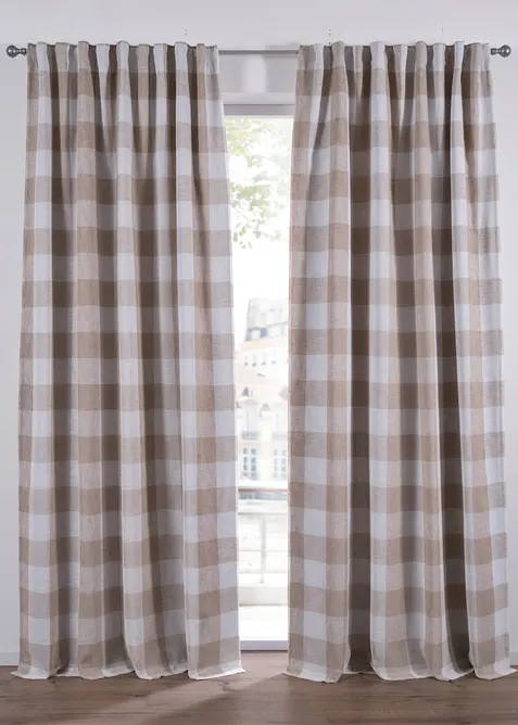 Tolags m&oslash;rkleggingsgardin med rutem&oslash;nster (1-pack), bonprix
