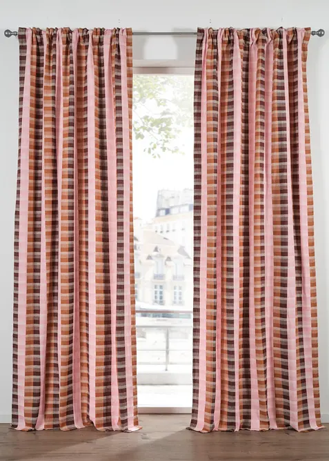 Jacquardvevd gardin i &oslash;kologisk bomull (1-pack), bonprix