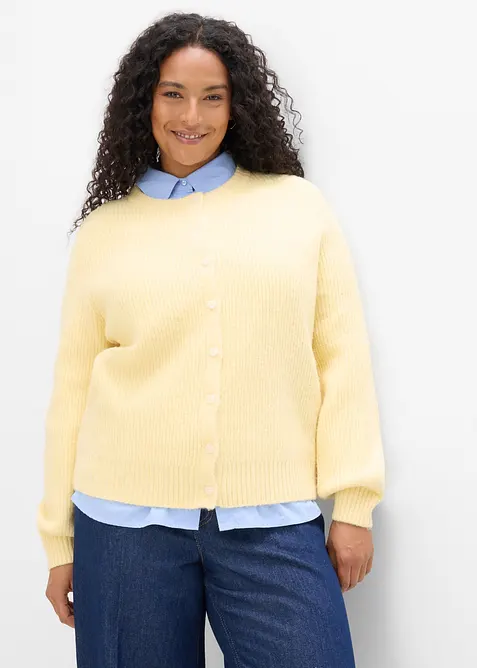 Strikkejakke med hjerteknapper, bonprix