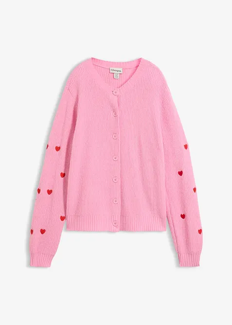 Cardigan med hjertebroderi, bonprix