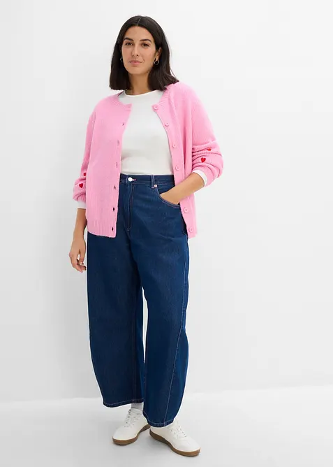 Cardigan med hjertebroderi, bonprix