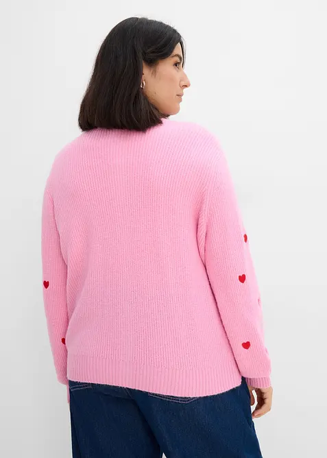 Cardigan med hjertebroderi, bonprix