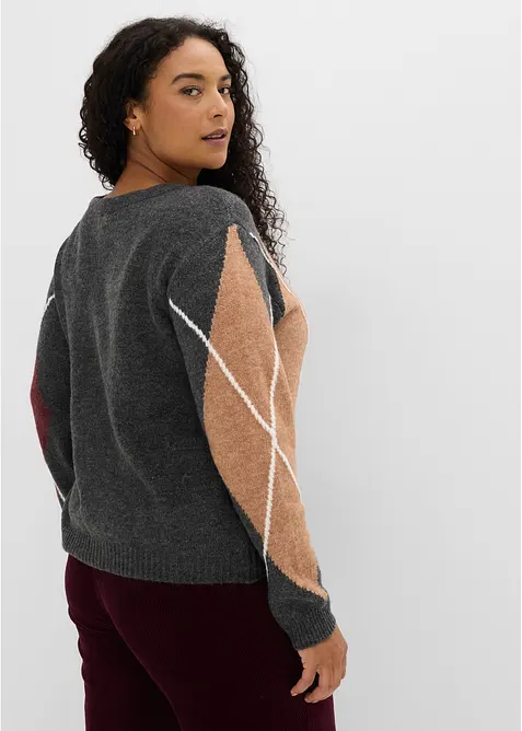 Oversized cardigan med jacquardm&oslash;nster, bonprix
