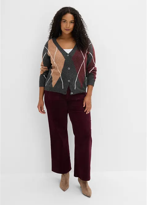 Oversized cardigan med jacquardm&oslash;nster, bonprix