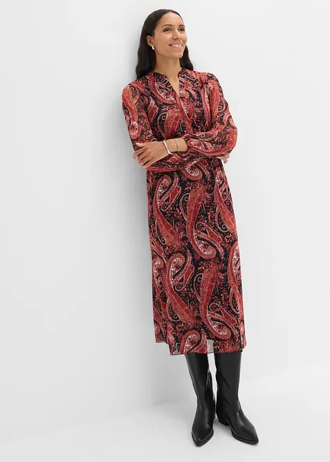 Midikjole i myk mesh, bonprix