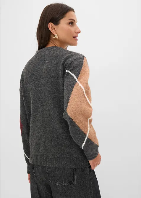 Oversized cardigan med jacquardm&oslash;nster, bonprix