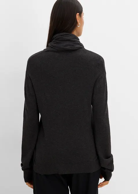 Finstrikket cardigan med skjerf, bonprix
