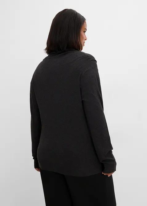 Finstrikket cardigan med skjerf, bonprix