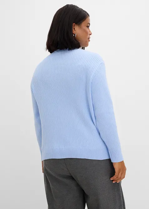 Grovstrikket turtleneck genser med skjerf, bonprix