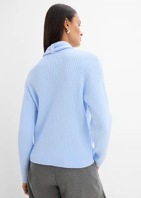 Grovstrikket turtleneck genser med skjerf, bonprix