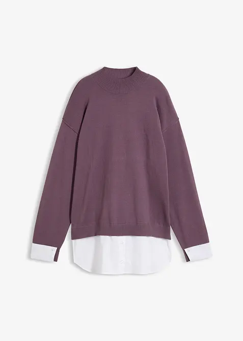 Oversized genser med blusedetaljer, bonprix