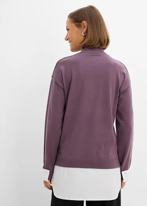 Oversized genser med blusedetaljer, bonprix