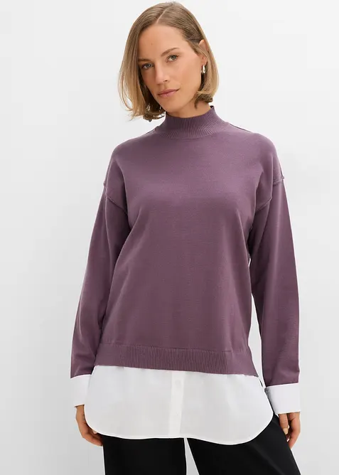 Oversized genser med blusedetaljer, bonprix
