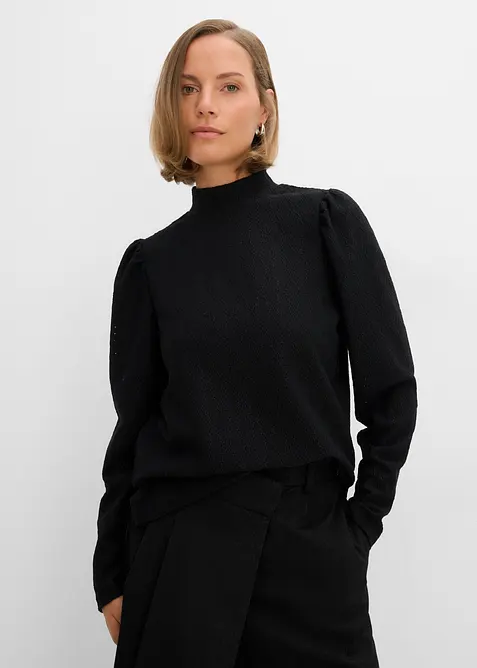 Trikotbluse med puffermer, bonprix