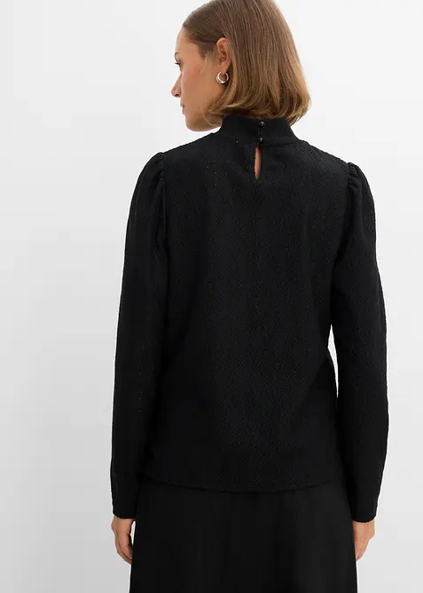 Trikotbluse med puffermer, bonprix