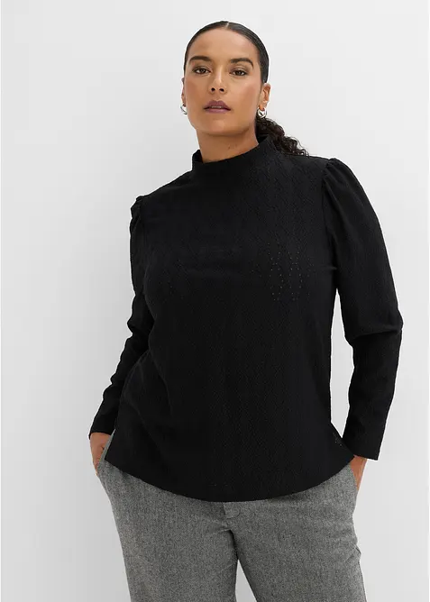 Trikotbluse med puffermer, bonprix