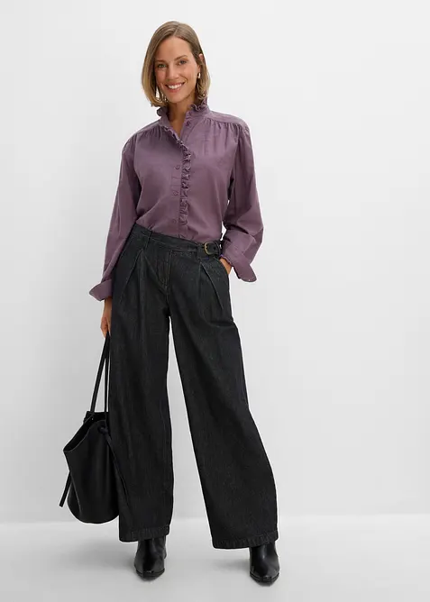 Wide leg jeans med legg, bonprix