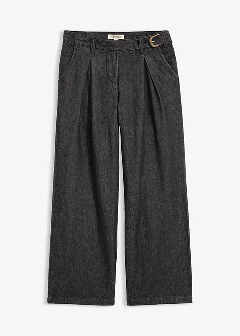 Wide leg jeans med legg, bonprix