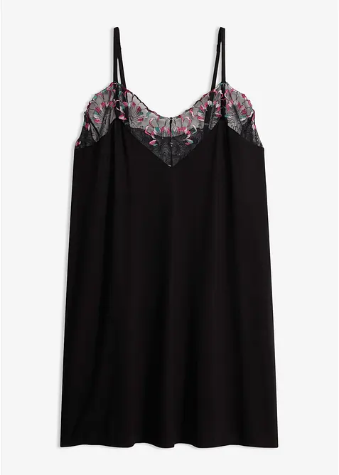 Neglisj&eacute; av myk viskose med delikat broderi, bonprix