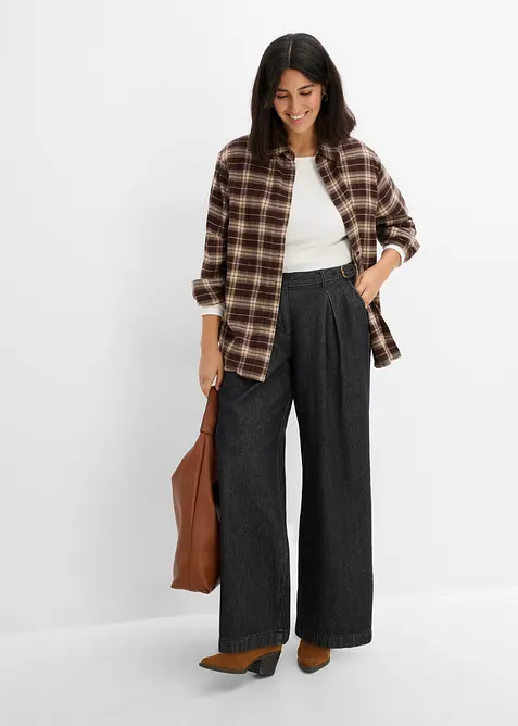 Wide leg jeans med legg, bonprix