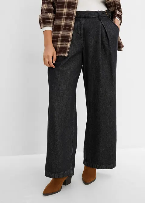 Wide leg jeans med legg, bonprix