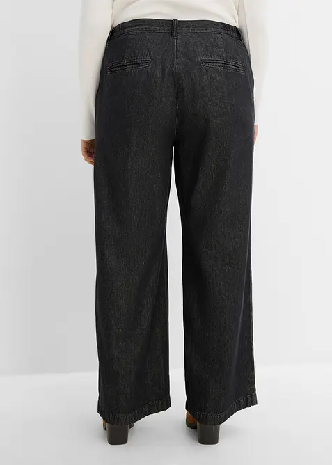Wide leg jeans med legg, bonprix